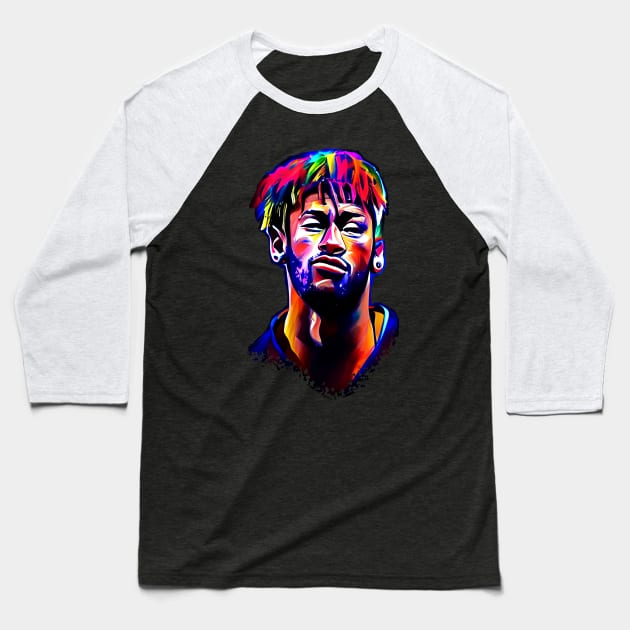 Neymar Jr popart cartoon Baseball T-Shirt by BAJAJU